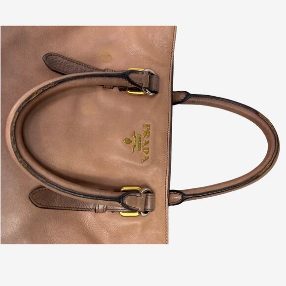 Prada Ombre Leather Tote Bag Brown Gradient Large Satchel Shoulder Bag - Picture 15 of 16